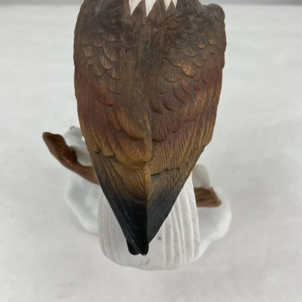 Vintage Porcelain Perched Bald Eagle Figurine Statue Desk Shelf 6” Unbranded